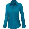J.VER Womens Dress Shirts Long Sleeve Button Down Shirt Wrinkle-Free Business Casual Blouse Office Work Tops(Peacock Blue)