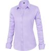 J.VER Womens Dress Shirts Long Sleeve Button Down Shirt Wrinkle-Free Business Casual Blouse Office Work Tops(Purple)