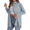 J.VER Womens Oversized Button Down Shirts Casual Long Sleeve Lightweight Breathable Solid Cotton Blouse Office Dress Shirt(Airy Blue)