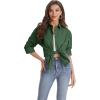 J.VER Womens Oversized Button Down Shirts Casual Long Sleeve Lightweight Breathable Solid Cotton Blouse Office Dress Shirt(Army Green)
