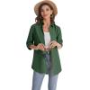 J.VER Womens Oversized Button Down Shirts Casual Long Sleeve Lightweight Breathable Solid Cotton Blouse Office Dress Shirt(Army Green)