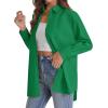 J.VER Womens Oversized Button Down Shirts Casual Long Sleeve Lightweight Breathable Solid Cotton Blouse Office Dress Shirt(Dark Green)