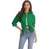 J.VER Womens Oversized Button Down Shirts Casual Long Sleeve Lightweight Breathable Solid Cotton Blouse Office Dress Shirt(Dark Green)