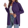 J.VER Womens Oversized Button Down Shirts Casual Long Sleeve Lightweight Breathable Solid Cotton Blouse Office Dress Shirt(Dark Purple)