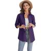 J.VER Womens Oversized Button Down Shirts Casual Long Sleeve Lightweight Breathable Solid Cotton Blouse Office Dress Shirt(Dark Purple)