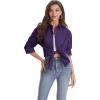 J.VER Womens Oversized Button Down Shirts Casual Long Sleeve Lightweight Breathable Solid Cotton Blouse Office Dress Shirt(Dark Purple)
