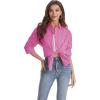 J.VER Womens Oversized Button Down Shirts Casual Long Sleeve Lightweight Breathable Solid Cotton Blouse Office Dress Shirt(Hot Pink)