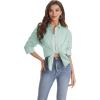 J.VER Womens Oversized Button Down Shirts Casual Long Sleeve Lightweight Breathable Solid Cotton Blouse Office Dress Shirt(Light Green)