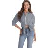 J.VER Womens Oversized Button Down Shirts Casual Long Sleeve Lightweight Breathable Solid Cotton Blouse Office Dress Shirt(Light Grey)