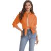 J.VER Womens Oversized Button Down Shirts Casual Long Sleeve Lightweight Breathable Solid Cotton Blouse Office Dress Shirt(Orange)