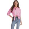J.VER Womens Oversized Button Down Shirts Casual Long Sleeve Lightweight Breathable Solid Cotton Blouse Office Dress Shirt(Pink)