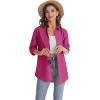 J.VER Womens Oversized Button Down Shirts Casual Long Sleeve Lightweight Breathable Solid Cotton Blouse Office Dress Shirt(Rose Red)