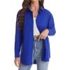 J.VER Womens Oversized Button Down Shirts Casual Long Sleeve Lightweight Breathable Solid Cotton Blouse Office Dress Shirt(Royal Blue)