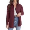 J.VER Womens Oversized Button Down Shirts Casual Long Sleeve Lightweight Breathable Solid Cotton Blouse Office Dress Shirt(Wine Red)
