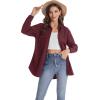 J.VER Womens Oversized Button Down Shirts Casual Long Sleeve Lightweight Breathable Solid Cotton Blouse Office Dress Shirt(Wine Red)