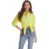 J.VER Womens Oversized Button Down Shirts Casual Long Sleeve Lightweight Breathable Solid Cotton Blouse Office Dress Shirt(Yellow)