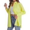 J.VER Womens Oversized Button Down Shirts Casual Long Sleeve Lightweight Breathable Solid Cotton Blouse Office Dress Shirt(Yellow)