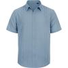 Mens Linen Shirts Short Sleeve Button Down Shirt Casual Cuban Guayabera Lightweight Summer Beach Solid Tops(Airy Blue)