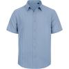 Mens Linen Shirts Short Sleeve Button Down Shirt Casual Cuban Guayabera Lightweight Summer Beach Solid Tops(Airy Blue)