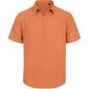Mens Linen Shirts Short Sleeve Button Down Shirt Casual Cuban Guayabera Lightweight Summer Beach Solid Tops(Bright Orange)