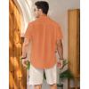 Mens Linen Shirts Short Sleeve Button Down Shirt Casual Cuban Guayabera Lightweight Summer Beach Solid Tops(Bright Orange)