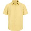 Mens Linen Shirts Short Sleeve Button Down Shirt Casual Cuban Guayabera Lightweight Summer Beach Solid Tops(Bright Yellow)