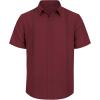 Mens Linen Shirts Short Sleeve Button Down Shirt Casual Cuban Guayabera Lightweight Summer Beach Solid Tops(Burgundy)