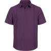 Mens Linen Shirts Short Sleeve Button Down Shirt Casual Cuban Guayabera Lightweight Summer Beach Solid Tops(Dark Purple)