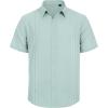 Mens Linen Shirts Short Sleeve Button Down Shirt Casual Cuban Guayabera Lightweight Summer Beach Solid Tops(Grey Green)