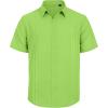 Mens Linen Shirts Short Sleeve Button Down Shirt Casual Cuban Guayabera Lightweight Summer Beach Solid Tops(Lawn Green)