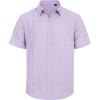 Mens Linen Shirts Short Sleeve Button Down Shirt Casual Cuban Guayabera Lightweight Summer Beach Solid Tops(Light Purple)