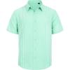 Mens Linen Shirts Short Sleeve Button Down Shirt Casual Cuban Guayabera Lightweight Summer Beach Solid Tops(Mint Green)