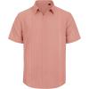 Mens Linen Shirts Short Sleeve Button Down Shirt Casual Cuban Guayabera Lightweight Summer Beach Solid Tops(Peach)