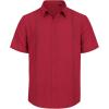Mens Linen Shirts Short Sleeve Button Down Shirt Casual Cuban Guayabera Lightweight Summer Beach Solid Tops(Red)