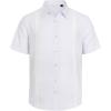 Mens Linen Shirts Short Sleeve Button Down Shirt Casual Cuban Guayabera Lightweight Summer Beach Solid Tops(White)