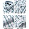 Men’s Plaid Pearl Snap Button Shirts Casual Long Sleeve Checked Shirt Western Cowboy Shirts with Two Pockets for Work
