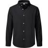 J.VER Boy’s Long Sleeve Oxford Dress Shirts Solid Casual Button Down Collar Shirt Kids Formal Uniform Tops(Black)