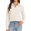 J.VER Button Down Shirts for Women Stretch Collared Cotton Long Sleeve Dress Shirt Business Casual Blouse for Work(Beige)
