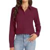 J.VER Button Down Shirts for Women Stretch Collared Cotton Long Sleeve Dress Shirt Business Casual Blouse for Work(Burgundy)
