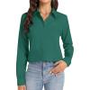 J.VER Button Down Shirts for Women Stretch Collared Cotton Long Sleeve Dress Shirt Business Casual Blouse for Work(Dark Green)