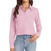 J.VER Button Down Shirts for Women Stretch Collared Cotton Long Sleeve Dress Shirt Business Casual Blouse for Work(Light Pink)