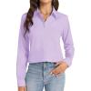 J.VER Button Down Shirts for Women Stretch Collared Cotton Long Sleeve Dress Shirt Business Casual Blouse for Work(Light Purple)