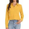 J.VER Button Down Shirts for Women Stretch Collared Cotton Long Sleeve Dress Shirt Business Casual Blouse for Work(Orange)