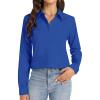 J.VER Button Down Shirts for Women Stretch Collared Cotton Long Sleeve Dress Shirt Business Casual Blouse for Work(Royal Blue)