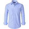 J.VER Dress Shirts for Men Cotton Long Sleeve Button Down Shirt Business Casual Classic Plaid Tops with Pocket(A Light Blue Gingham)