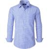 J.VER Dress Shirts for Men Cotton Long Sleeve Button Down Shirt Business Casual Classic Plaid Tops with Pocket(Blue Gingham)