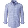 J.VER Dress Shirts for Men Cotton Long Sleeve Button Down Shirt Business Casual Classic Plaid Tops with Pocket(Blue Grey Gingham)