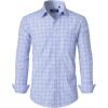 J.VER Dress Shirts for Men Cotton Long Sleeve Button Down Shirt Business Casual Classic Plaid Tops with Pocket(Blue Yellow Gingham)