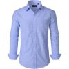 J.VER Dress Shirts for Men Cotton Long Sleeve Button Down Shirt Business Casual Classic Plaid Tops with Pocket(Dark Blue Gingham)