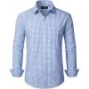 J.VER Dress Shirts for Men Cotton Long Sleeve Button Down Shirt Business Casual Classic Plaid Tops with Pocket(Light Blue Plaid)
